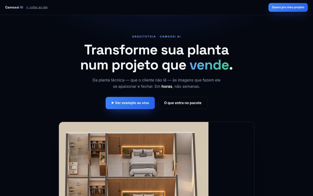 ArquitetoIA transformando planta em imagem do projeto