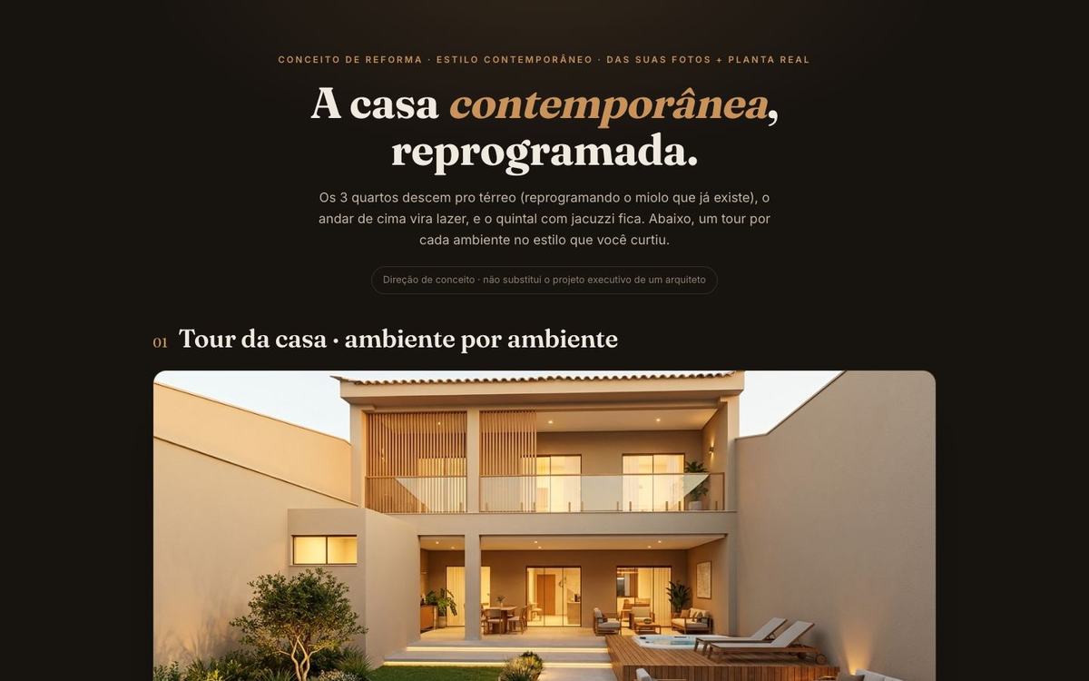 Conceito de reforma gerado a partir das fotos da casa